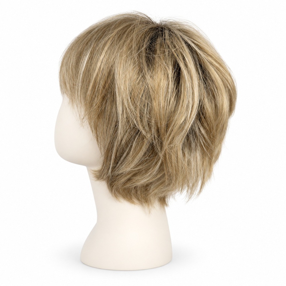 Pixie Cut Short Blonde Wig Layered Rooted Modacrylic Fiber Natural Style Classic